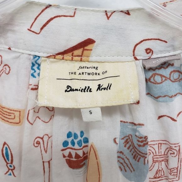 Anthropologie x Danielle Kroll Egyptian Hieroglyphics Brooklynite Top Size Small - Picture 13 of 13